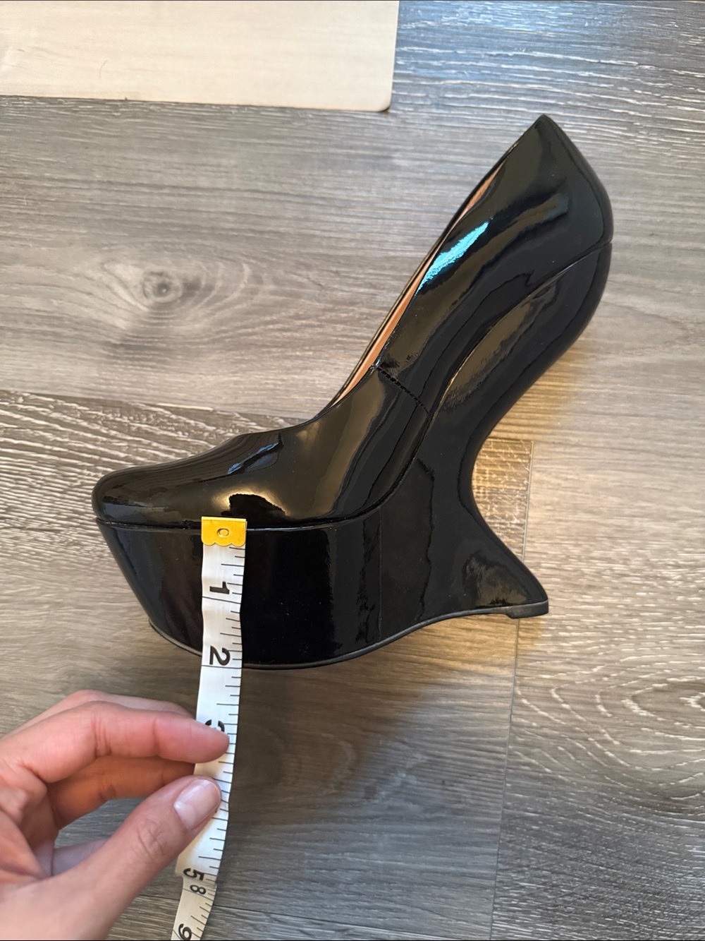 Aldo Black Patent Sculptural Wedge Pumps - Picture 12 of 12